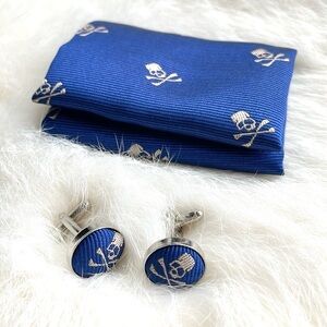 Pirate Skull & Bones Pocket Square and Cufflinks
